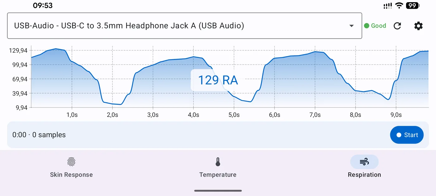 Atmung live in der Android-Demo