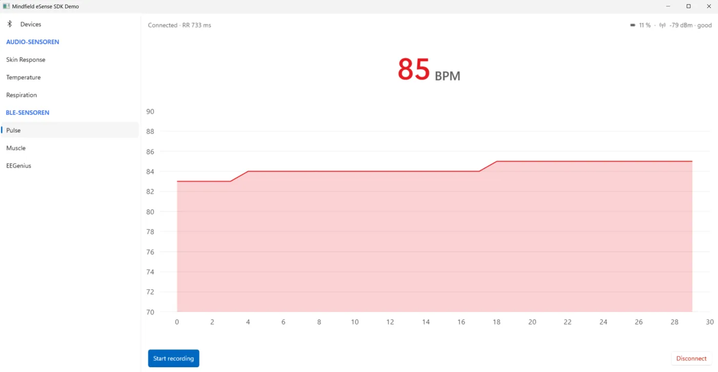 Puls / HRV live in der Windows-Demo