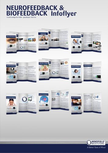 Titelseite des Neurofeedback- & Biofeedback-Infoflyers mit Übersicht der einzelnen Themenflyer
