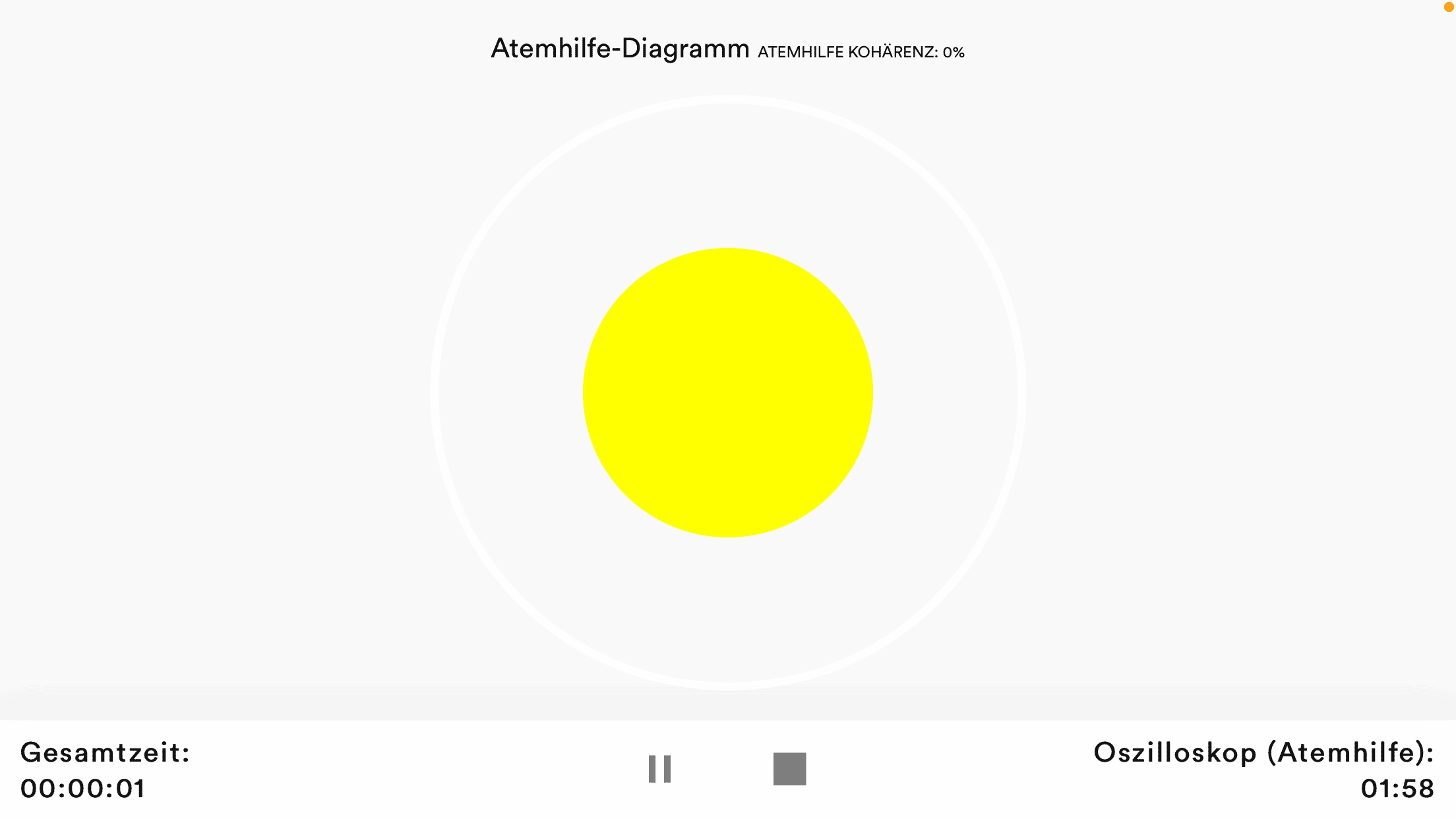 eSense-App: Atemhilfe-Diagramm mit gelbem Atem-Kreis