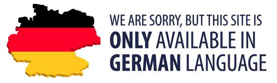 Deutschlandflagge mit Hinweistext 'Only available in German language'