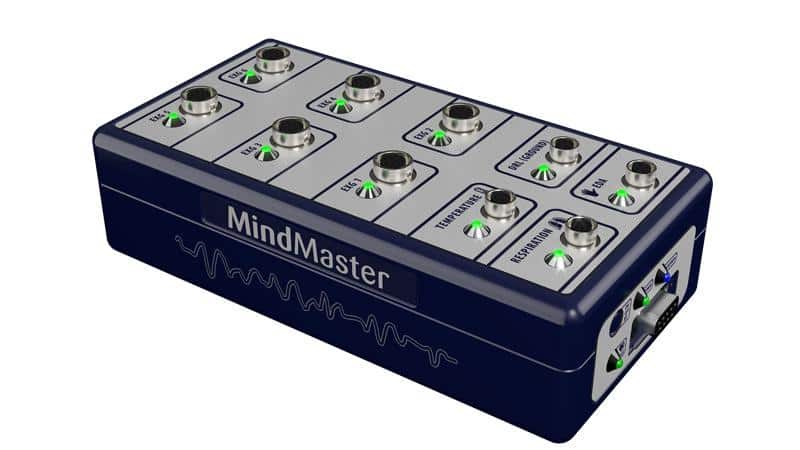 MindMaster-Gerät, Ansicht von oben mit Anschlussbuchsen
