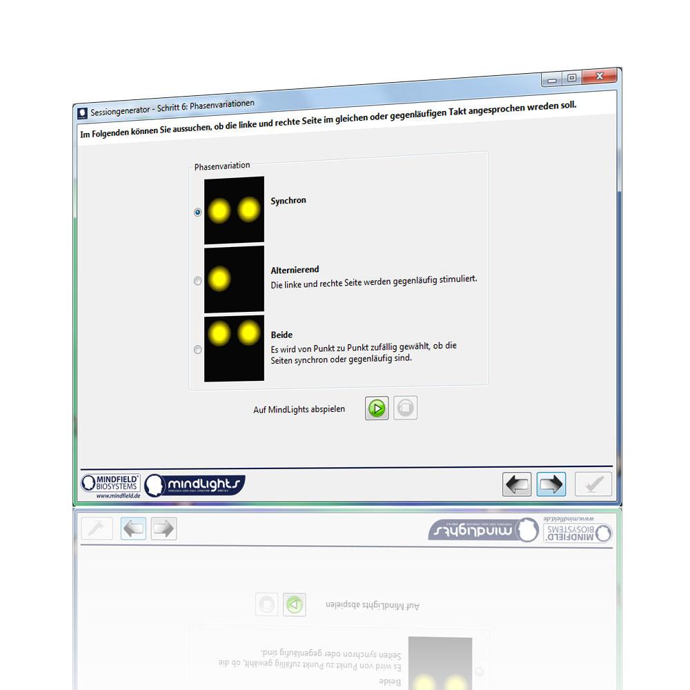 MindLights software: choosing synchronous or alternating blink pattern (step 6)
