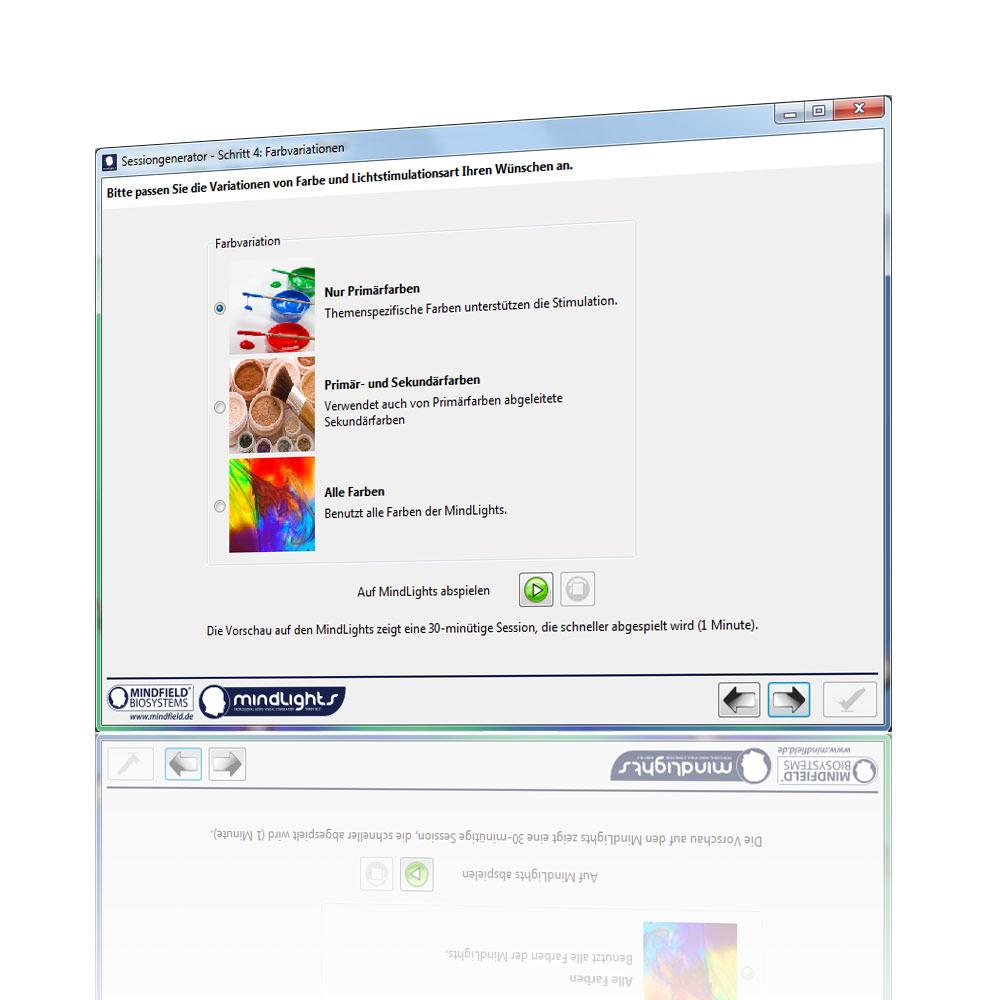 MindLights session wizard: step 4, choosing colour variations